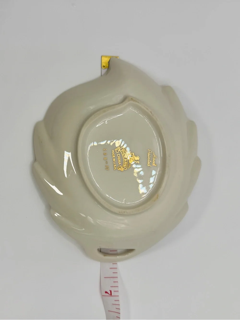 Vintage Pickard China Hand Painted Leaf Trinket Dish Gold Trim USA #228-77